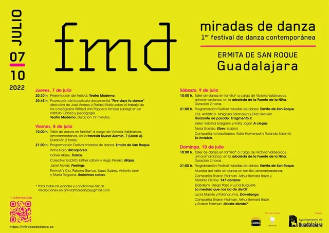 Asiento de papel de la primera edición de Miradas de danza, con el programa impreso