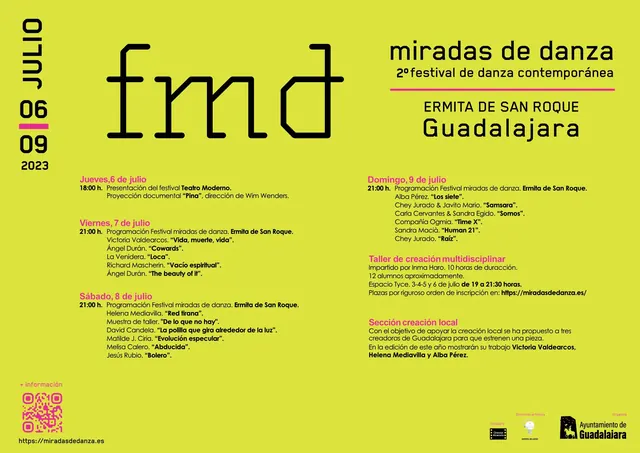 Asiento de papel de la segunda edición de Miradas de danza, con el programa impreso