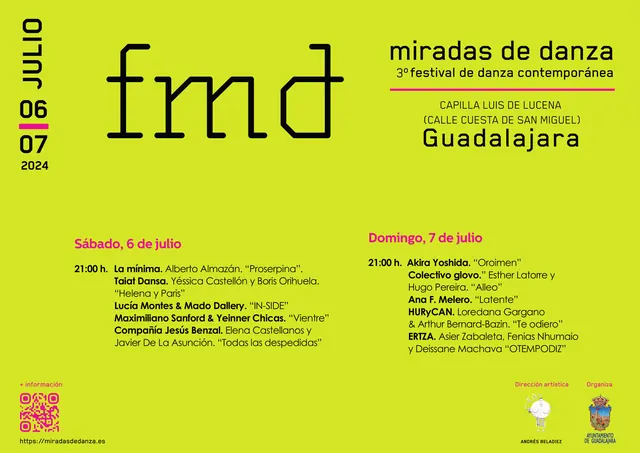 Asiento de papel de la tercera edición de Miradas de danza, celebrada en 2024, con el programa impreso